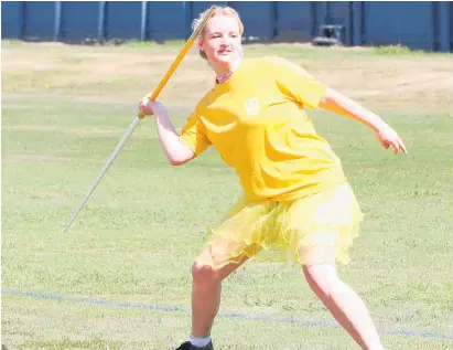  ?? Photos / supplied ?? Javelin throwing during annual athletics day at Manawatu¯ College.