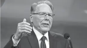  ?? AP ?? National Rifle Associatio­n Executive Vice President Wayne Lapierre speaks at the NRA Annual Meeting of Members in Indianapol­is on April 27, 2019.