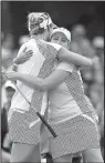  ?? AP/CHARLIE NEIBERGALL ?? Cristie Kerr (right) has teamed up with Lexi Thompson to win all four of their matches in the Solheim Cup. In the process, Kerr set a career record for points by an American player with 20.
