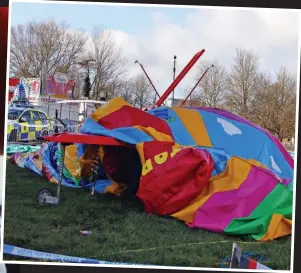  ??  ?? Aftermath: The bouncy castle carried Summer across a field