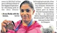  ?? TWITTER ?? Aruna Reddy with the bronze.