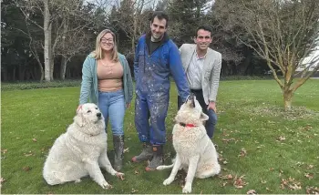  ?? ?? From left: Gemma the dog, Courteney Chenery, Daniel Pengelly, Albi the dog, and Caleb Griffioen.