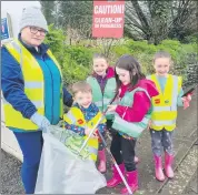  ?? ?? Deirdre McSweeney and family who took part in the litter pick in Glenroe on Good Friday, part of TLC7.