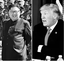  ?? REUTERS ?? In recent weeks, tensions have risen between US President Donald Trump ( right) and North Korean leader Kim Jong-un