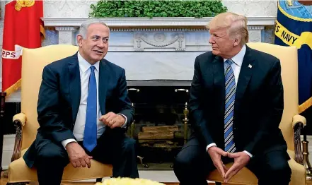  ?? AP ?? Actions by Israel’s president, Benjamin Netanyahu, left, and United States President Donald Trump suggest they are moving towards starving out Palestinia­n refugees.