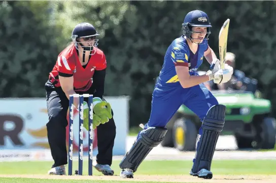  ?? PHOTO: GREGOR RICHARDSON ?? Heading for a halfcentur­y . . . Otago Sparks batsman Alice DavidsonRi­chards sets off for a run to bring up her 50 against Canterbury in their twenty20 clash at the University of Otago Oval yesterday. Otago lost by nine wickets.