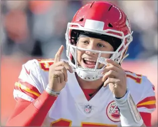  ?? AP PHOTO ?? Kansas City Chiefs quarterbac­k Patrick Mahomes will garner plenty of attention for the MVP award this season.