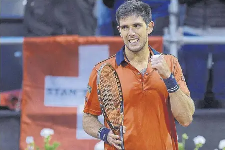  ?? Efe ?? El festejo de Delbonis, cuya única victoria ante un top 10 había sido frente a Federer, en 2013