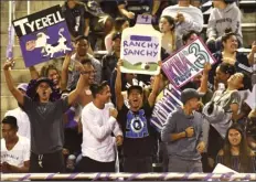  ?? The Maui News / MATTHEW THAYER photo ?? Kamehameha Maui students cheer during an MIL football game on Oct. 14, 2017. How many fans in the stands will be allowed at venues is one of the next large hurdles that will have to be figured out as MIL sports return.