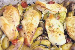  ?? MELISSA D’ARABIAN/ASSOCIATED PRESS ?? Healthy and flavorful baked chicken and potatoes is an easy weeknight dinner solution.