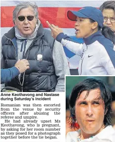  ??  ?? Anne Keothavong and Nastase during Saturday’s incident Ilie Nastase in the 1970s