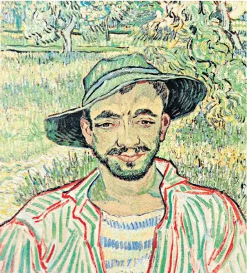  ??  ?? Van Gogh’s Portrait of a Gardener. Painted in 1889 in the grounds of Saint-paul Asylum, the mystery man has been named as Jean Barral