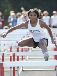  ?? O-N-E PHOTO BY BRIAN HENDRIX ?? Bandys sophomore Raelle Brown won the Girls 100m Hurdles on April 22.