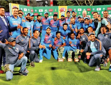  ?? — BCCI ?? Team India celebrate after winning the third and final T20 against South Africa.