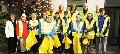  ??  ?? Banteer Lyre Foroige members and Tidy Towns volunteers out on a litter pick as they aim to build on their Anti-Litter Challenge marks.