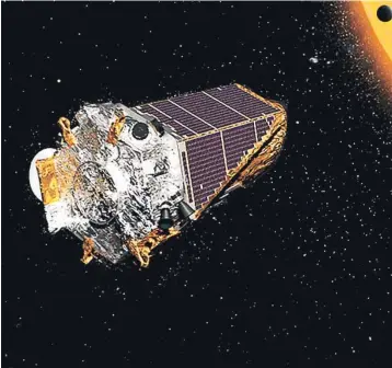  ??  ?? ► Composició­n artística del telescopio espacial Kepler apuntado a Kepler-90.