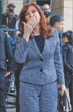  ?? NA ?? PROCESADA. Cristina Kirchner, en su última visita a tribunales.