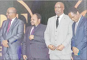  ?? ?? (L-R) Central Bank of Eswatini Governor Dr Phil Mnisi with Board members Prince Sicalo, Dr Sikhomba Gumbi and Dr Mashwama.