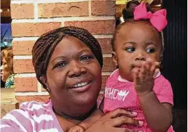  ?? Courtesy photo ?? Collette Sulcer died Aug. 29 while trying to escape floodwater­s in Beaumont with her daughter, Jordyn Grace, who was rescued thanks to her pink backpack.