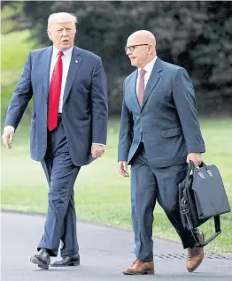  ?? REUTERS ?? US President Donald Trump walks to Marine One with national security advisor HR McMaster in June.