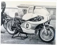  ?? ?? John believes this to have been a Mike Hailwood-sponsored machine but can anyone name the rider on the left of the photo?