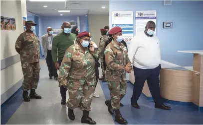  ?? Picture: Michel Bega ?? HERE TO HELP. Members of the SANDF military health service at the Chris Hani Baragwanat­h Academic Hospital in Soweto yesterday. The Gauteng government welcomed the delegation sent to boost Covid-19 medical efforts.