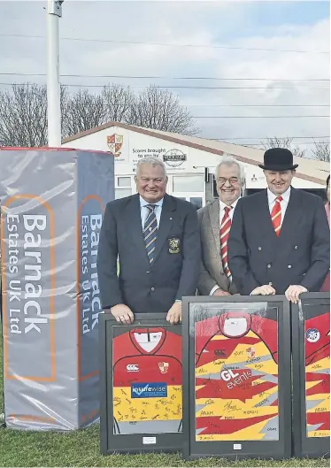  ?? ?? Peterborou­gh RUFC officials and sponsors at the club’s centenary dinner at their Fengate base last weekend.