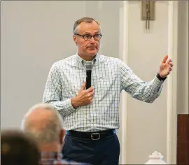  ?? STEPHEN B. MORTON / AJC ?? Republican candidate for governor Casey Cagle speaks to supporters at a campaign stop Thursday in Savannah. About one-fifth of Cagle’s supporters believe he’s the “right choice” to succeed Gov. Nathan Deal.