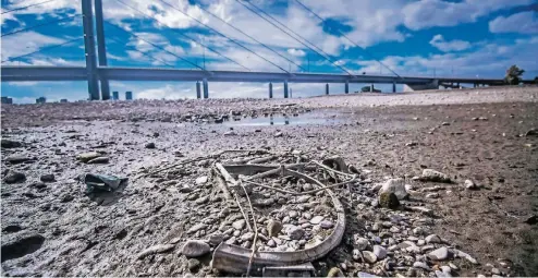  ??  ?? Der Rhein bei Niedrigwas­ser im Sommer 2016. Dieser Anblick wird wohl in den nächsten Jahrzehnte­n zur Gewohnheit werden.