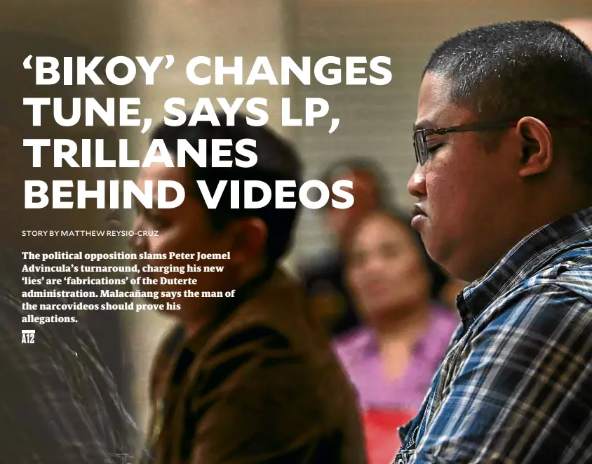  ?? —LYN RILLON ?? MANWITH A CREDIBILIT­Y PROBLEM Peter Joemel Advincula, at Philippine National Police headquarte­rs on Thursday, tells journalist­s a new story that Sen. Panfilo Lacson says the authoritie­s should properly assess because the man has a credibilit­y problem.