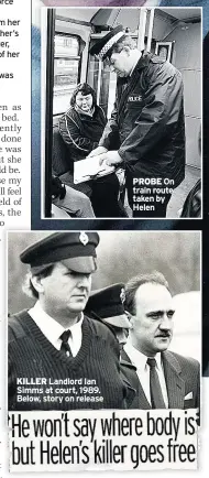  ??  ?? Landlord Ian Simms at court, 1989. Below, story on release