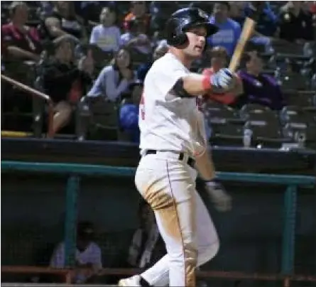  ?? MEDIANEWS GROUP ?? Zach Biermann bats for the ValleyCats on July 28, 2021.