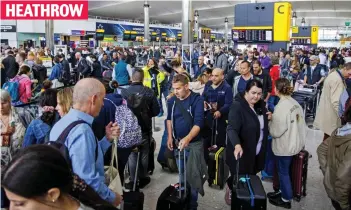  ?? ?? Crammed: Terminal at Britain’s busiest airport is packed full of holidaymak­ers