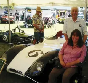  ??  ?? A Ganley family reunion at the Ellerslie Concours. Howden, niece Denise and Howden’s Lotus 11, which almost ended his career in 1961 against a power pole in Dunedin