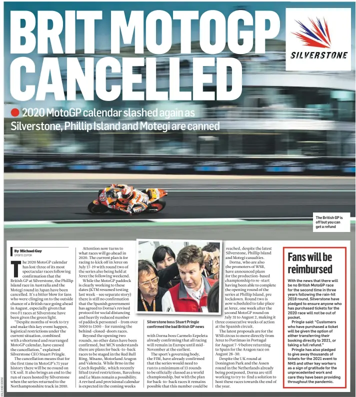  ??  ?? Silverston­e boss Stuart Pringle confirmed the bad British GP news
The British GP is off but you can get a refund