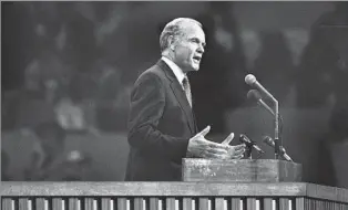  ?? Associated Press ?? A RESPECTED COLLEAGUE Glenn addresses the 1976 Democratic National Convention in New York. Jimmy Carter considered making Glenn his running mate but instead chose Walter Mondale of Minnesota.