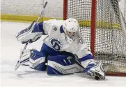  ?? Dave Stewart/Hearst Connecticu­t Media ?? Darien goalie Finley Hegerty.