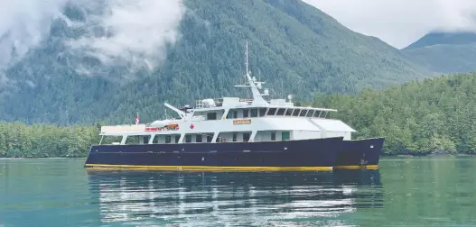  ?? JENNIFER ALLFORD ?? Maple Leaf Adventures' catamaran Cascadia takes passengers around the top of Vancouver Island to experience its rugged beauty and catch a glimpse of rare wildlife.