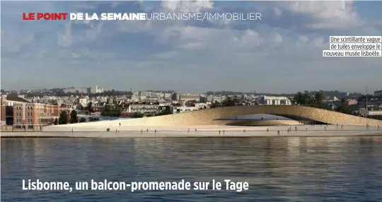  ??  ?? Une scintillan­te vague de tuiles enveloppe le nouveau musée lisboète.