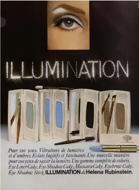  ??  ?? Publicités Helena Rubinstein (1967, 1965 et 1968) dans Vogue Paris.