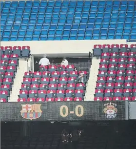  ?? FOTO: MANEL MONTILLA ?? El palco del Camp Nou, vacío durante el encuentro ante Las Palmas