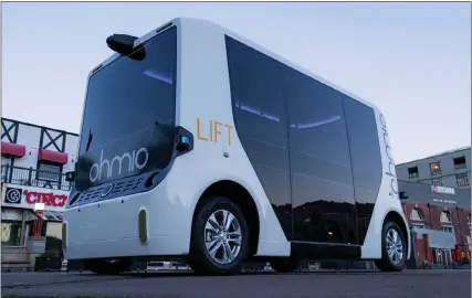  ?? PHOTO COURTESY OF OHMIO ?? Ohmio, a New Zealand maker of autonomous electric shuttles, is in talks with the city of Riverside to build its global headquarte­rs in the city.