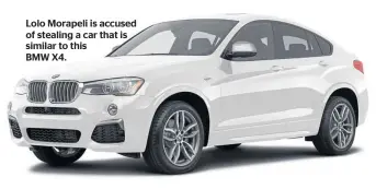  ??  ?? Lolo Morapeli is accused of stealing a car that is similar to thisBMW X4.