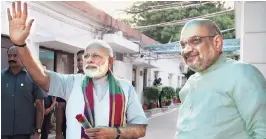  ?? PHOTO: PTI ?? Prime Minister Narendra Modi with BJP President Amit Shah, before holding a meeting of chief ministers of BJP-ruled states, in New Delhi on Monday