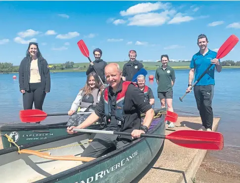  ?? ?? EVENT: Paralympia­n Gemma Lumsdaine, Roger Holmes and the ANGUSalive team at Monikie Country Park.