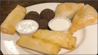  ?? Arkansas Democrat-Gazette/HELAINE R. WILLIAMS ?? This particular Appetizer Trio at Istanbul consists of Cigar Pastries, Falafel and Spinach Pastries.