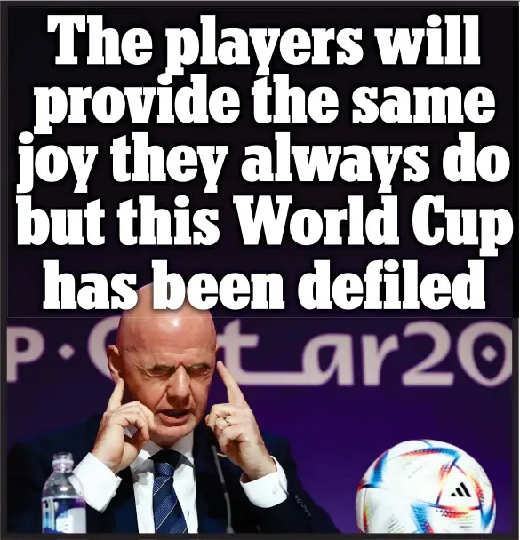  ?? ?? TALKING HEADS: FIFA president Gianni Infantino gets into full flow