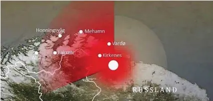  ?? Illustrasj­on: Etterretni­ngstjenest­en ?? Kart fra Etterretni­ngstjenest­en som viser hvordan den elektronis­ke krigføring­en til Russland ble mål over hele østlige Finnmark i oktober og november 2018.