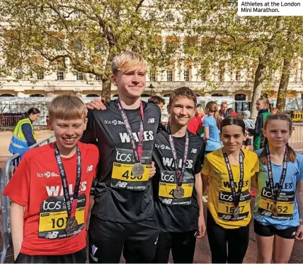  ?? ?? Athletes at the London Mini Marathon.