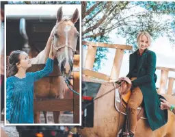  ?? ?? Mercy Cornwall riding a horse on the set of Mistletoe Ranch in Mount Tamborine; and (inset) Gold Coast actor Molly Wright.